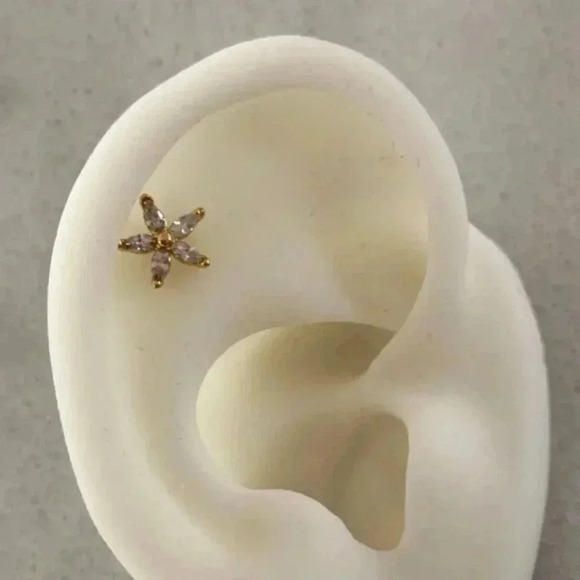 Modest Lu Jewelry - Gold Crystal Flower Cartilage Earring Brand New
